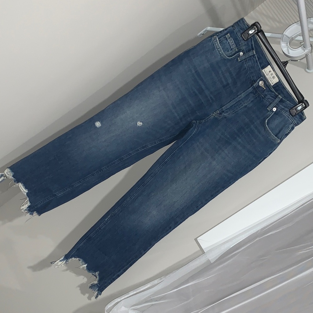 We The Free Distressed Blue Cropped Jeans